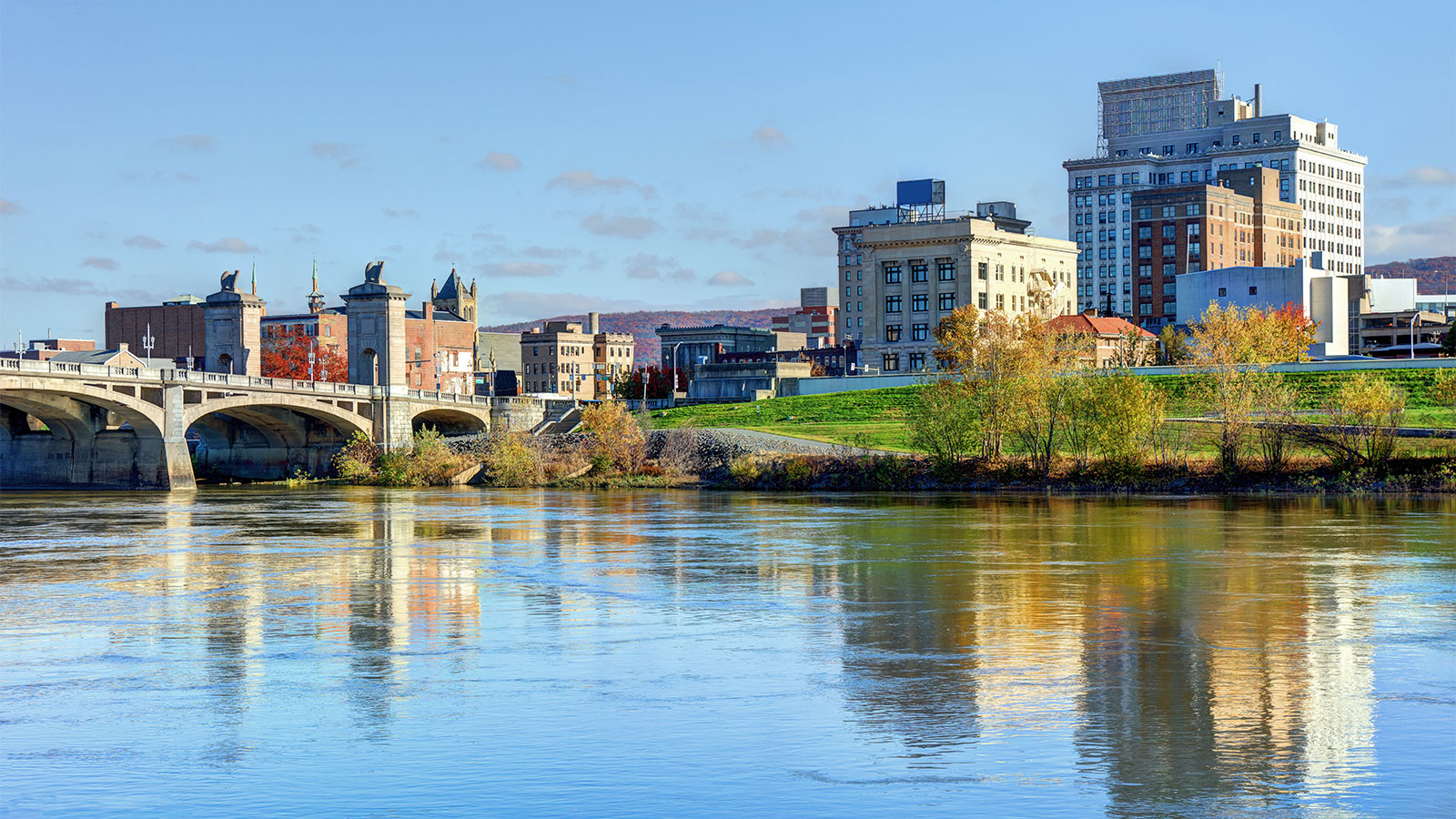 Wilkes-Barre skyline along the Susquehanna River